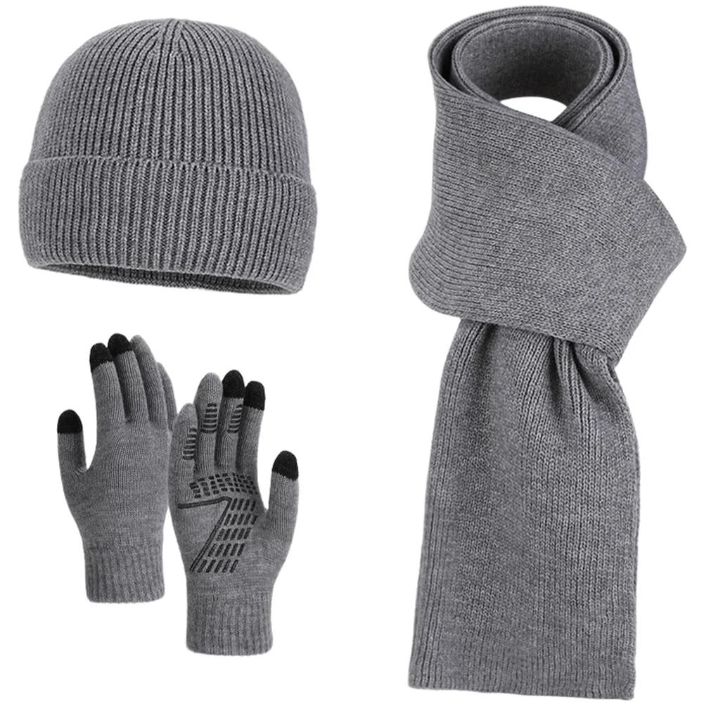 Thermal Windproof For beanie Hat Scarf and Gloves Set for Winter Cycling Outdoor Activities with Stretchy Dome Shape Fit