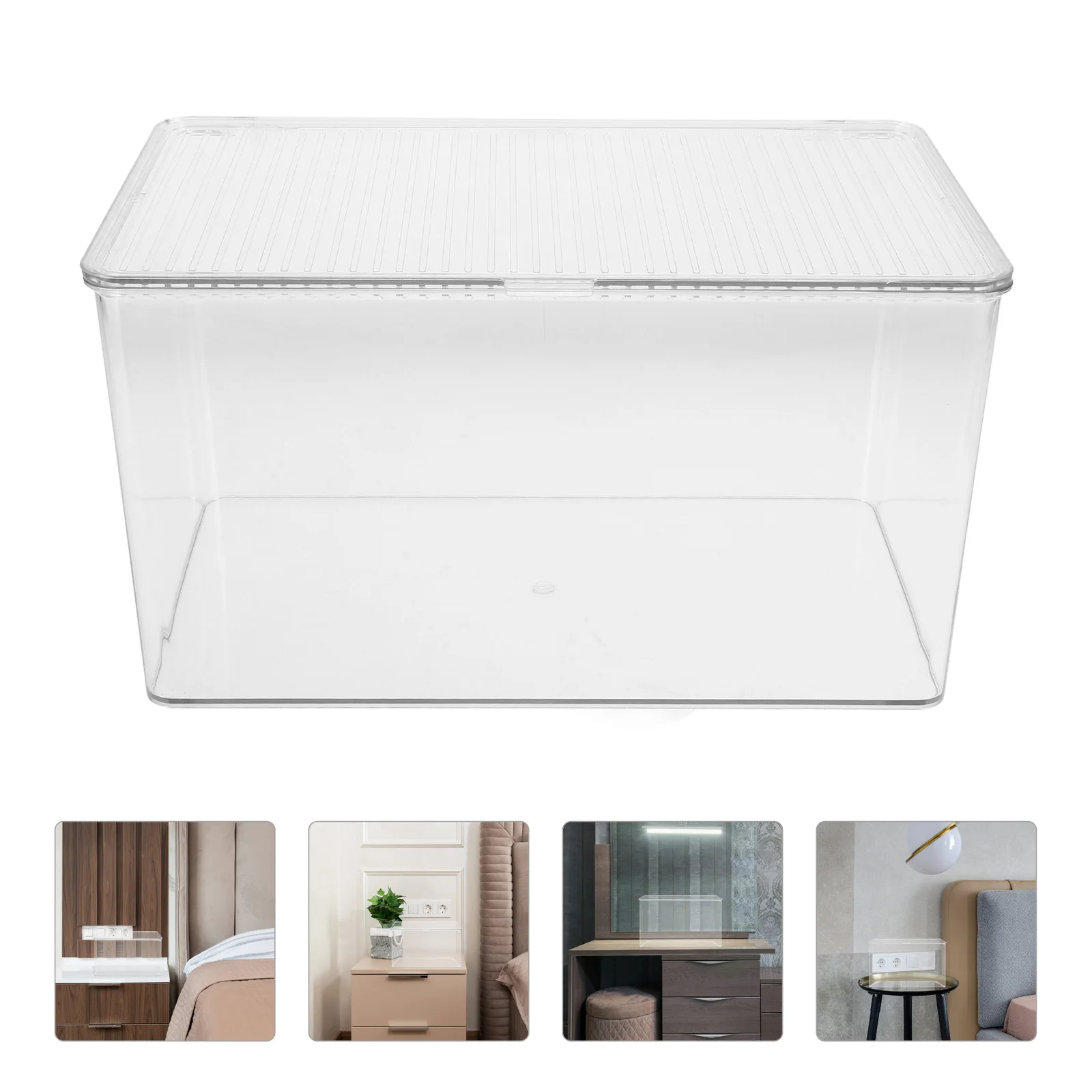 

Clear Acrylic Storage Box Badge Display Large Capacity Organizer Lid Transparent Case Desk Box Case
