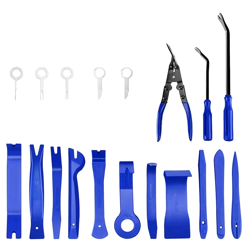 

19 Pcs Trim Removal Tool, Auto Clip Pliers Fastener Terminal Remover Set, Plastic Pry Tool Kit For Car Panel/Dash