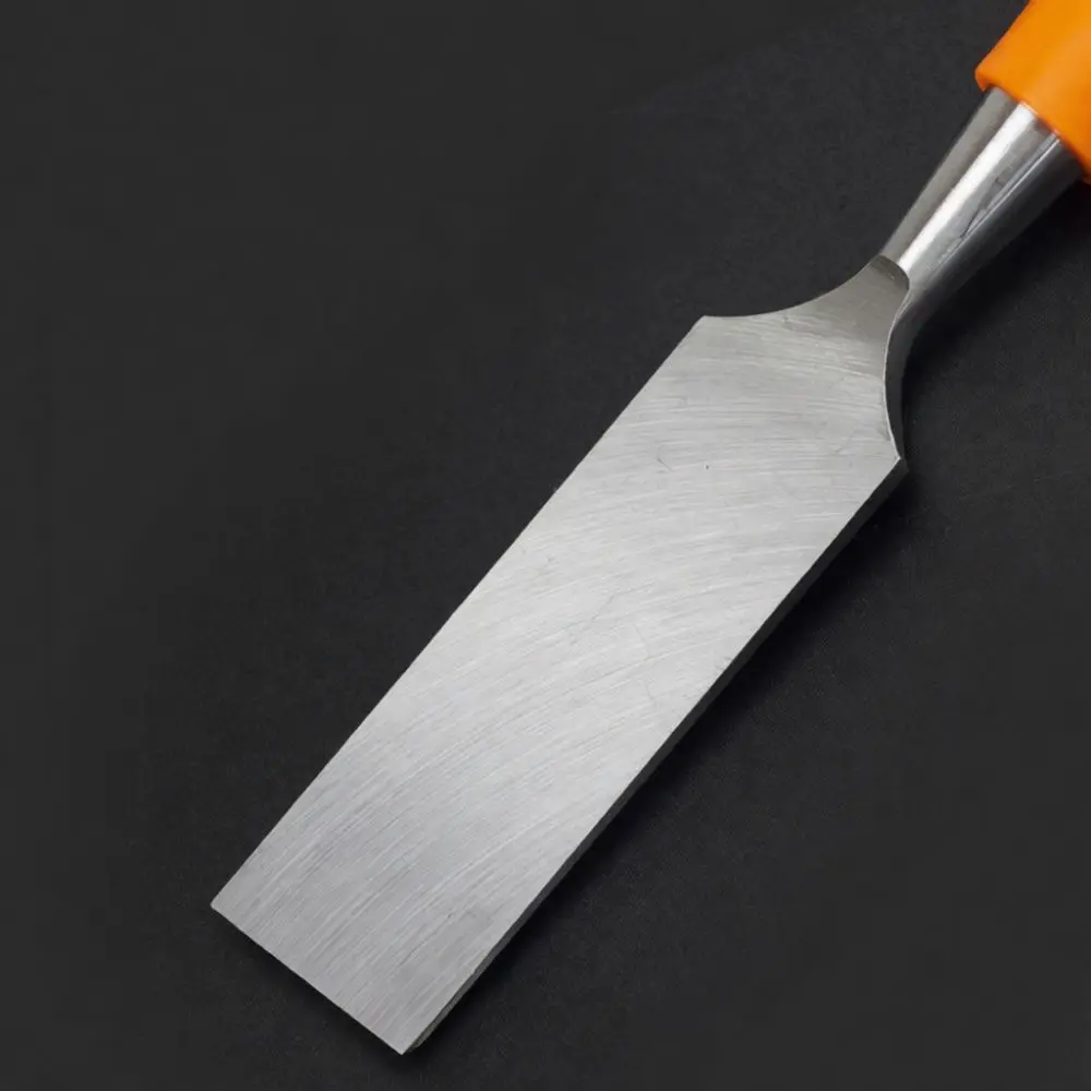 Professional Woodworking Chisel Through Tang High Carbon Steel Blade Carpentry Carver Durable Manual Hand Tool Orange Grip