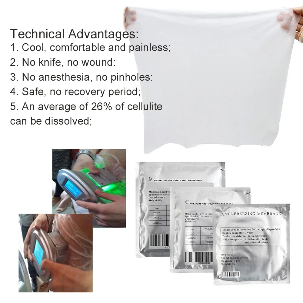 100% Effect Anti Freeze Membrane 34*42cm 28*28cm 27*30cm Antifreeze Membrane Cryo Pad for Cryolipolysis Fat Freezing Machines