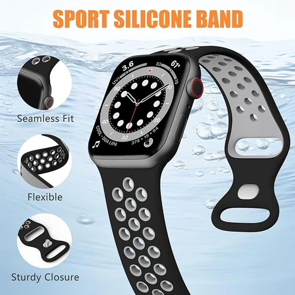 Pulseira de silicone para apple watch ultra2 49mm 10 9 8 7 6 5 4 se pulseira confortável iwatch 44mm 46mm 45mm 42mm 41mm 40mm