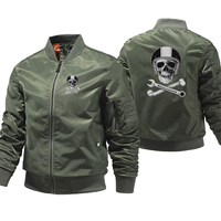Autumn new skeleton helmet wrench print racing skeleton slim fit military motorcycle men's jacket zipper jacket