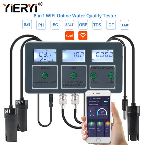 Yieryi-コネクテッドホーム,Wi-Fi,Tuya Smart ph,tds,ec Cushs G温度cfオンライン水族館水質テスターデータロガーコントローラー