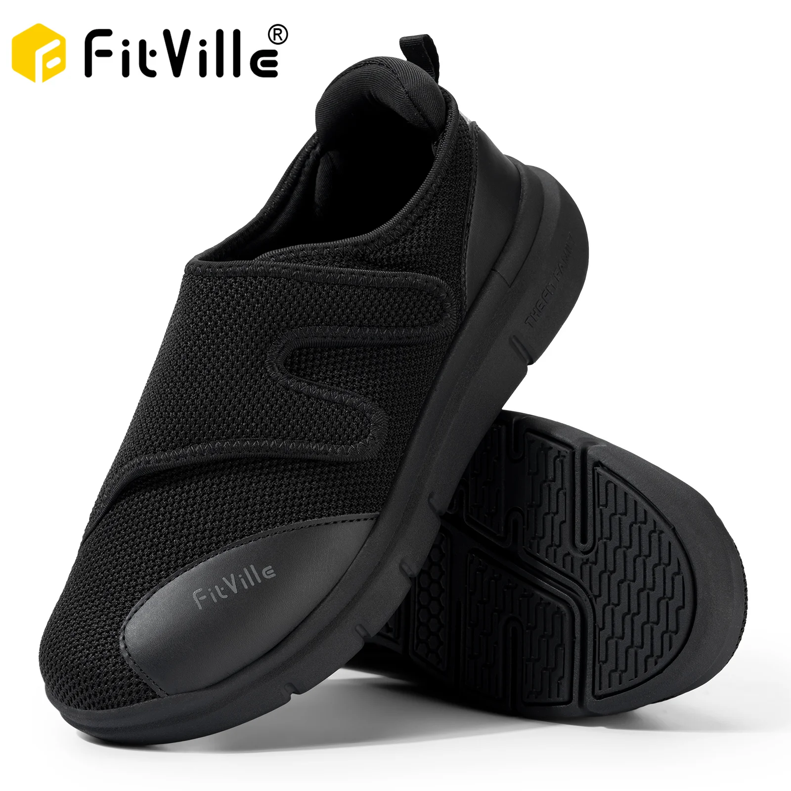 FitVille Diabetic Shoes Men Extra Wide Walking Casual Shoes for Swollen Feet Orthopedic Adjustable with Arch Support Cushioning