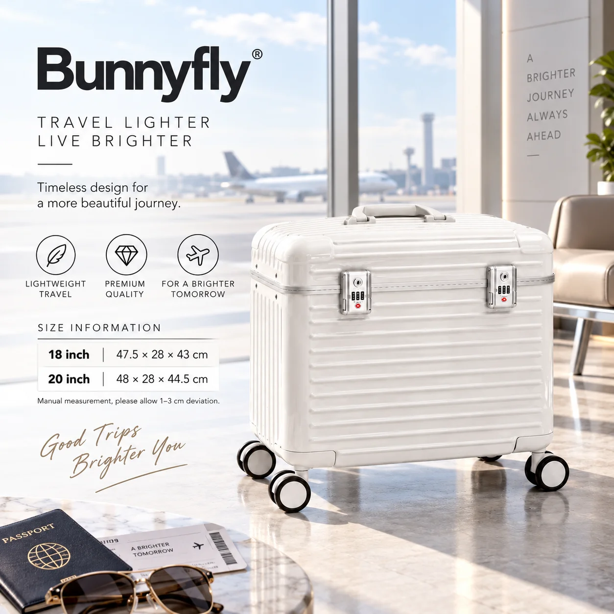 Bunnyfly Lightweight Carry On Luggage 18/20 Inch Hard Shell Case with TSA Locks & Spinner Wheels