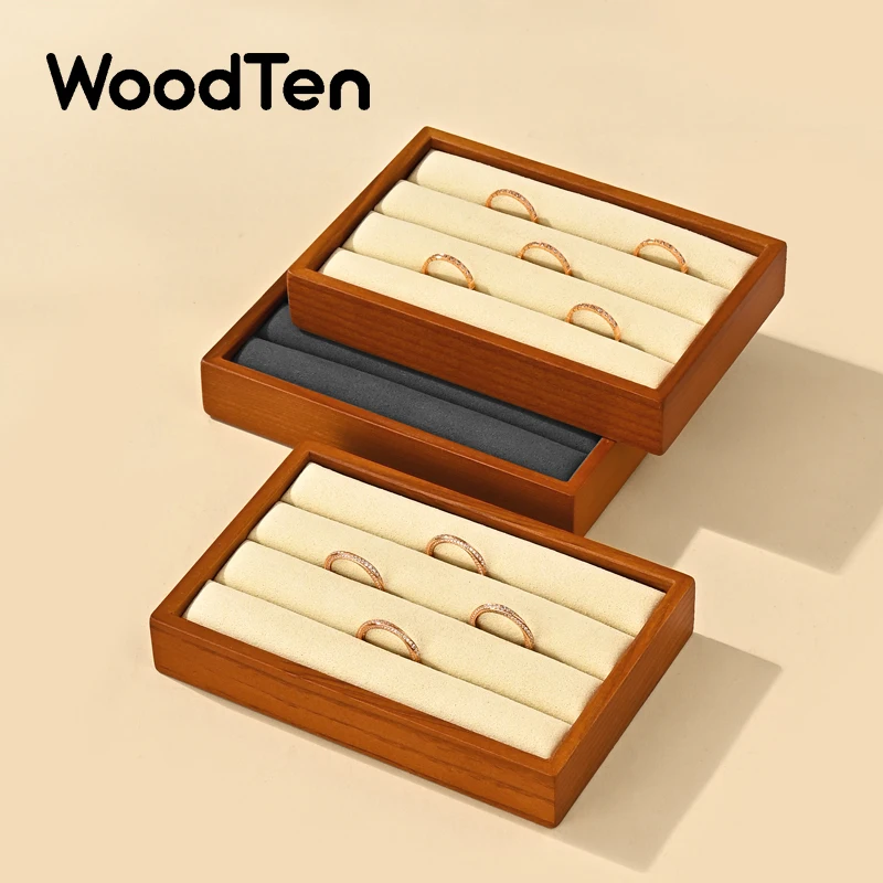 

Подставка для колец WoodTen из массива дерева, поднос для хранения и демонстрации ювелирных украшений, органайзер для колец, реквизит для витрин и прилавков.