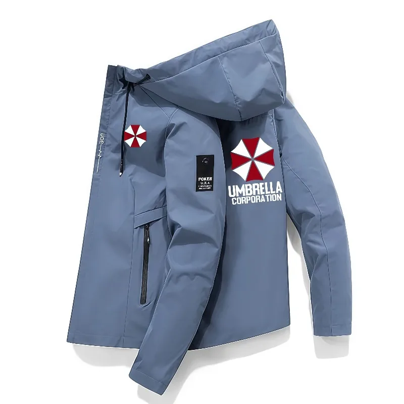 Men's hooded jacket, lightweight windproof and waterproof zipper casual jacket, outdoor street fashion men's jacket Size S-3XL