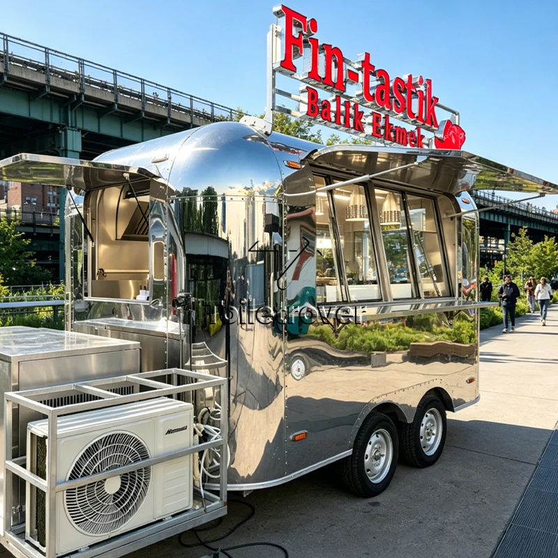 

High End Commercial Food Trailer Fast Food Truck Kitchen Equipment Mobile Food Truck Trailer with Air Conditioner
