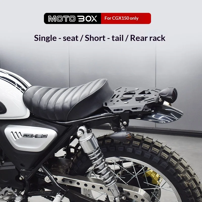 【Premium】For Honda CGX150: Modified with single-seater seat, rear shelf, seatbelt, turn signals, short tail fender, and rear mud