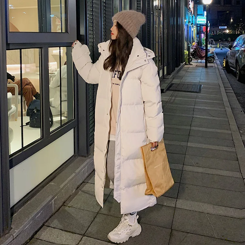 Women's Couples Long Cotton Coat Extra Long Celebrity Same Style Cotton Coat Warm Comfortable Fashionable Winter Coat Women
