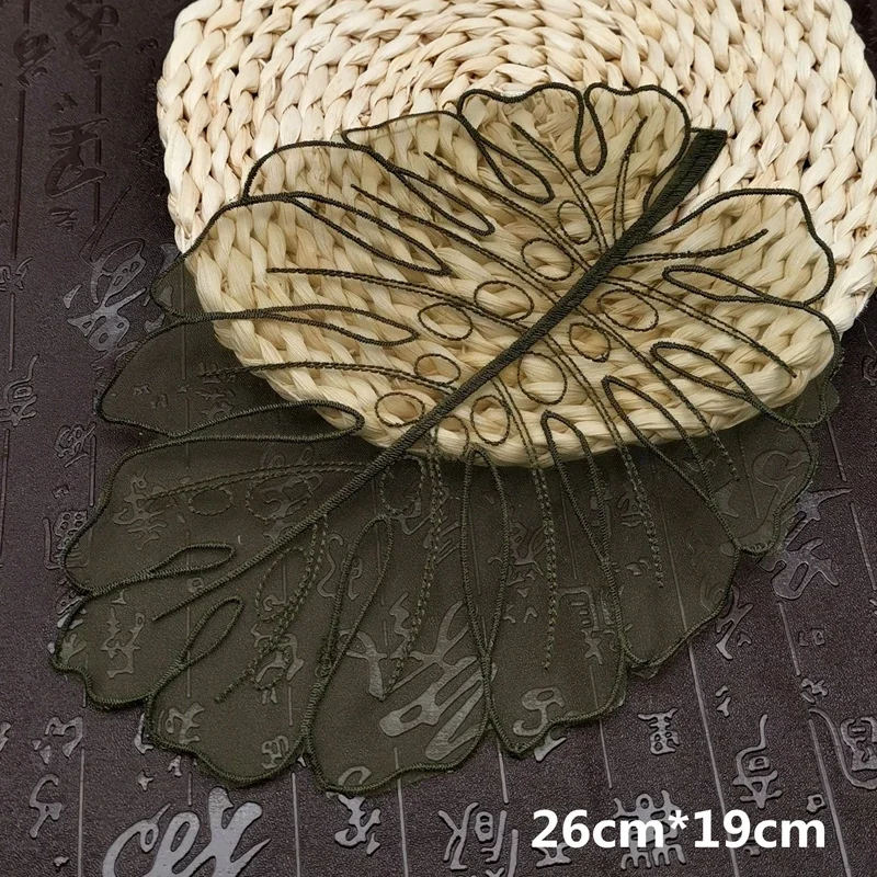 1pcs Embroidered Organza Lace Patch Accessories Trim Applique Fabric Flower Leaf Pattern for Dress Clothing