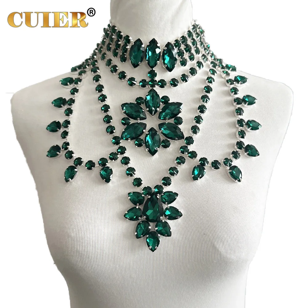 CUIER Oversize Stunning Gemstone Women Necklace Top Good quality Drag Queen Jewelry Beauty pageant