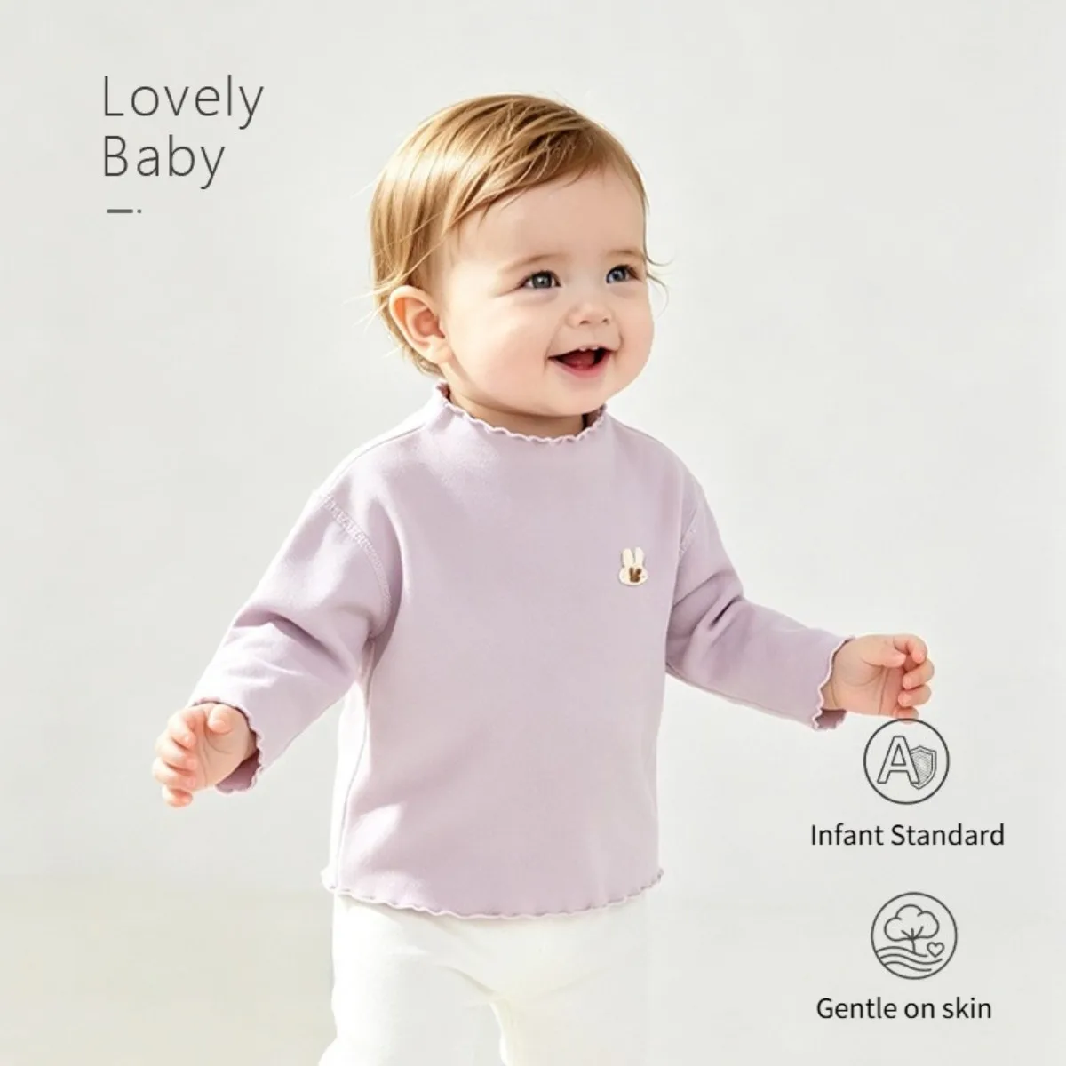 Cute Rabbit Embroidery Baby Girls T-Shirt Half Turtleneck Top Long Sleeve Toddler Inner Wear Spring Autumn 1-4T Skin-Friendly