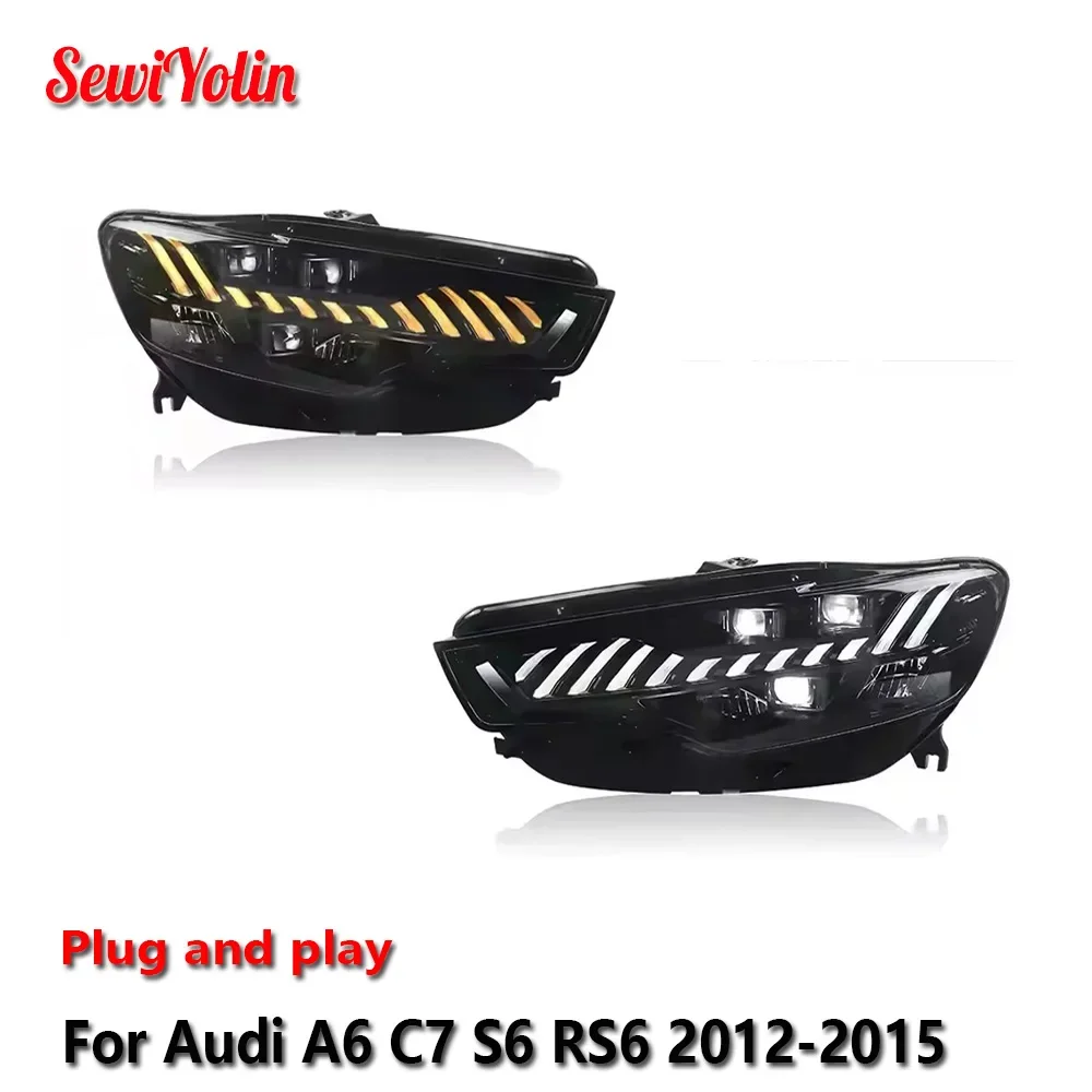 

Car LED Headlight Light Assemblies For Audi A6 C7 S6 RS6 2012-2015 Auto Fog DRL Brake Turn Signal Lamp Plug And Play