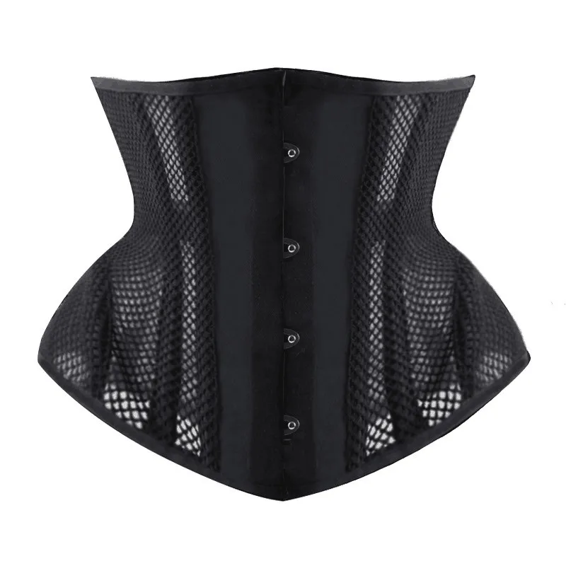 

Waist Trainer Gothic Mesh Underbust Corset Waist Cincher Steampunk Steel Boned Short Torso Bustiers Shape Body Slimming Corsets