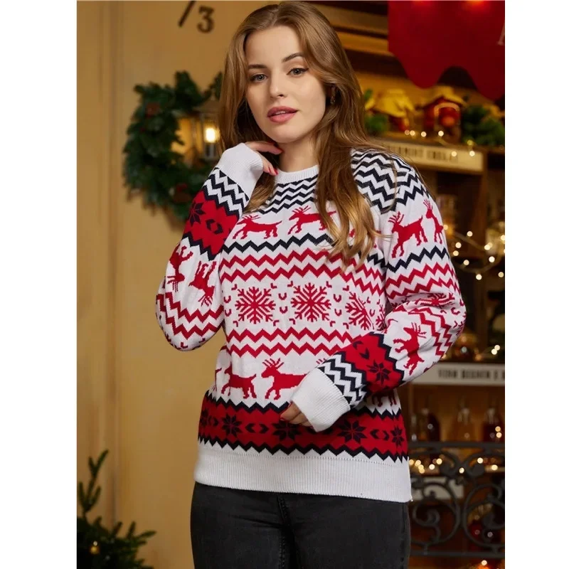 2025 New Year\'s Clothes Women Men Couples Family Matching Sweaters Soft Christmas Knitting Jumpers Warm Thick Knitwear Xmas Look