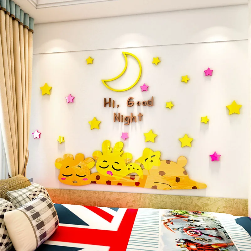 WS24 Lovely night Star Children's room wall decoration 3D wall stickers living room bedroom  kindergarten creative wall stickers