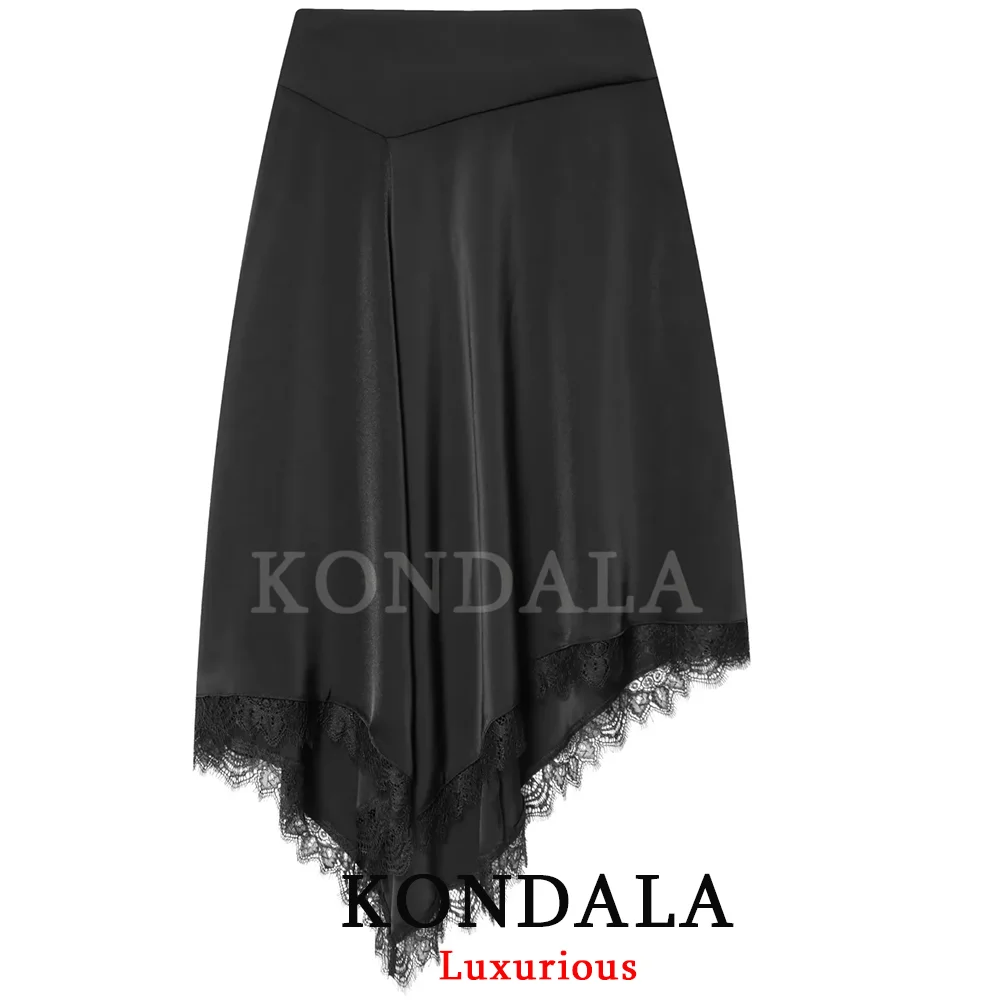 

Юбка KONDALA: Новинка 2026 года, модная асимметричная юбка с кружевом и молнией для женщин, идеальна для весенних праздников, вечеринок и выходов в свет.