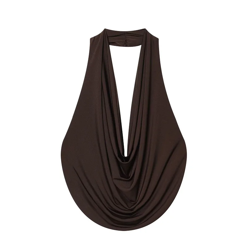 MUJER Sexy Halter Crop Top Woman Draped Backless Tops for Women Coquette Camisole Summer Tanks & Camis off Shoulder Women's Tops