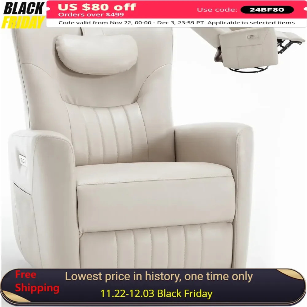 Recliner Chair 270° Swivel Recliner with Headrest or Lumbar Support Recliner Chair