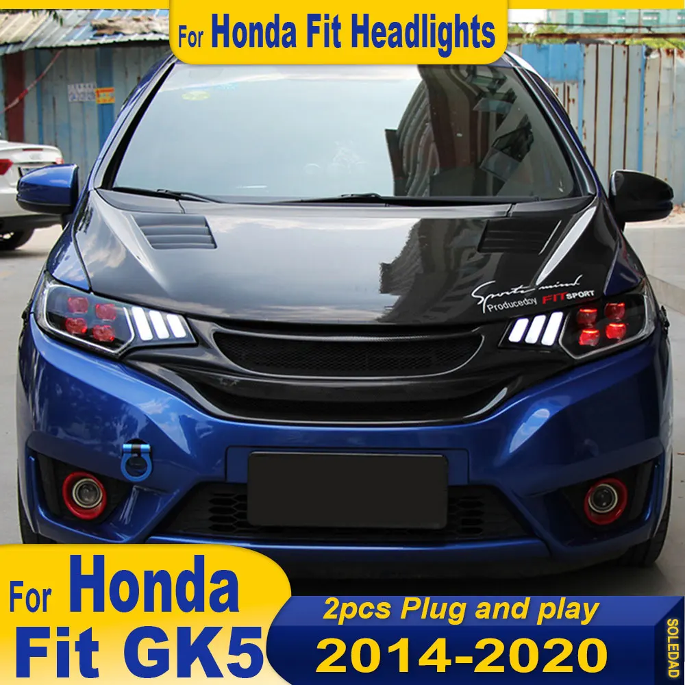 

Car Styling Head Lamp for Honda Fit 2014-2020 Jazz Headlight Projector Lens Dynamic Signal LED Headlights Drl Automotive Parts