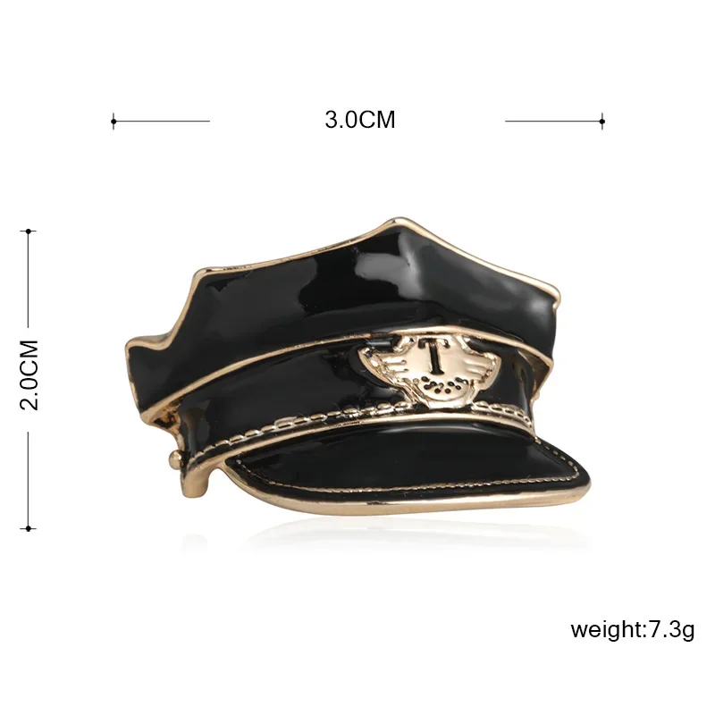 Blucome Black Police Hat Shape Brooches Badge Pins Gold Color Cospaly Uniform Clothes Accessories Women Men Brooch Souvenir Gift