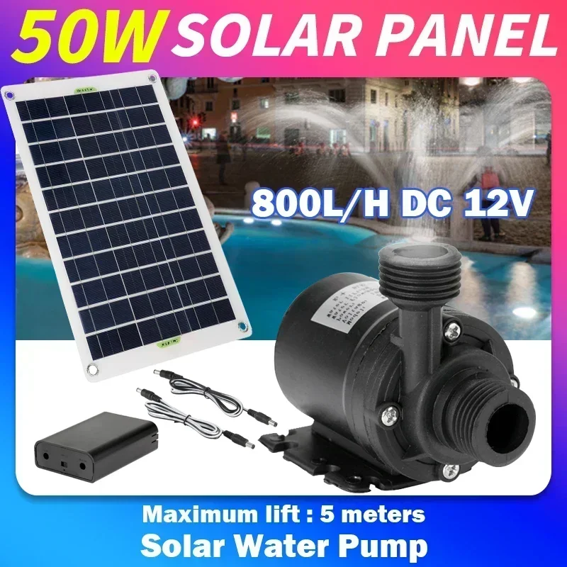 

50W 12V Low Noise Brushless Pump Outdoor Waterfall Fountain Garden Pool Pond Bird Bath Lawn Solar Panel Powered Water Pump Kits