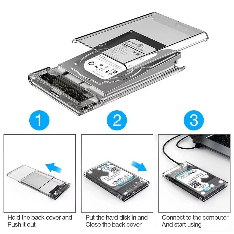 2.5-Inch Hard Drive Enclosure SATA to USB 3.0 Hard Drive Enclosure HDD SSD Enclosure Suitable for desktop and Laptop Computers - view 6