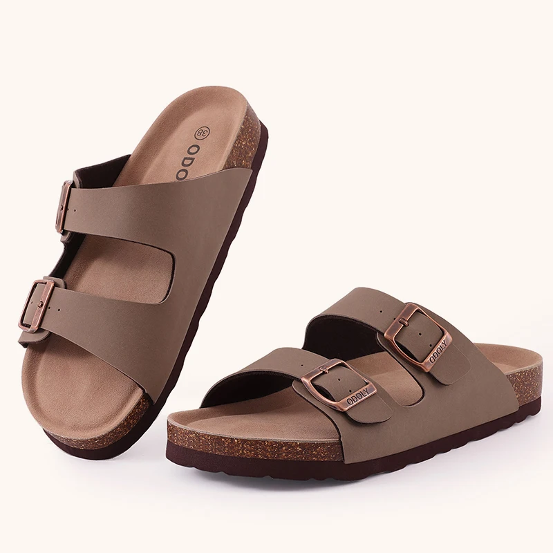 Bebealy Women's Cork Footbed Slide Sandal Summer Men Mules Fashion Women Clogs Slippers Outdoor Beach Sandals Adjustable Buckle