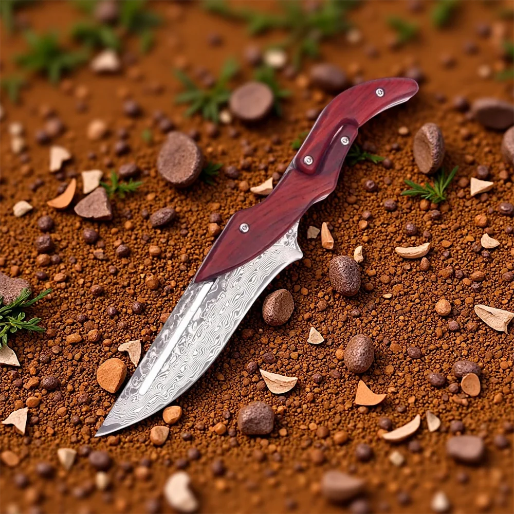 

VG10 Damascus Folding Pocket Knife Stainless Steel Blades Sandalwood Handle Outdoor Camping Hiking Adventure Cutting Tools