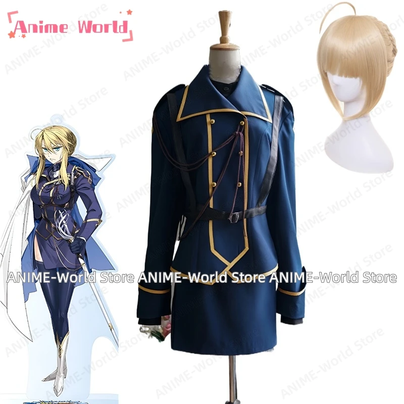 《Custom Size》Fate Grand Order Artoria Pendragon Lancer Heroic Spirit Formal Cosplay Costume Dress Halloween Party Outfit Wig