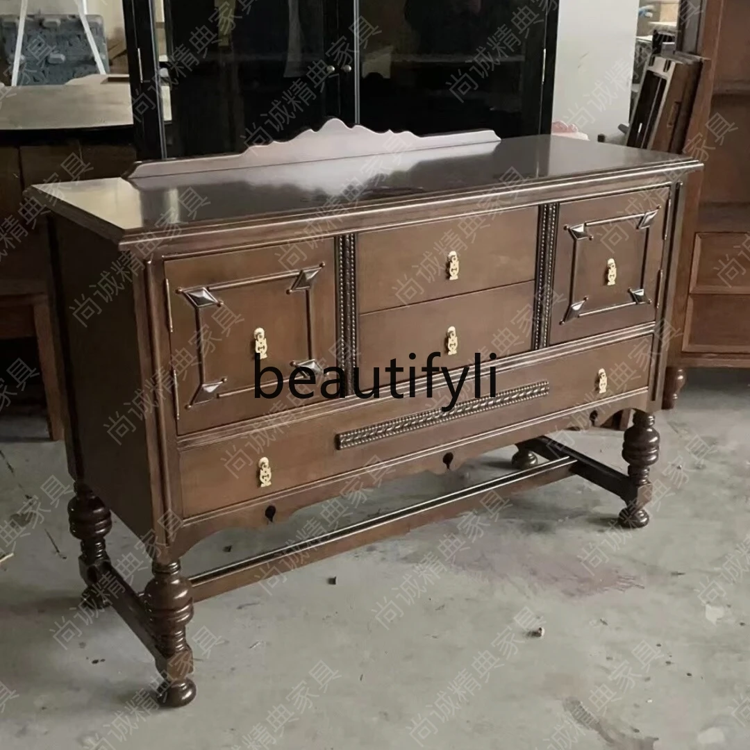 

French medieval style solid wood porch, living room partition locker, small apartment dining side cabinet