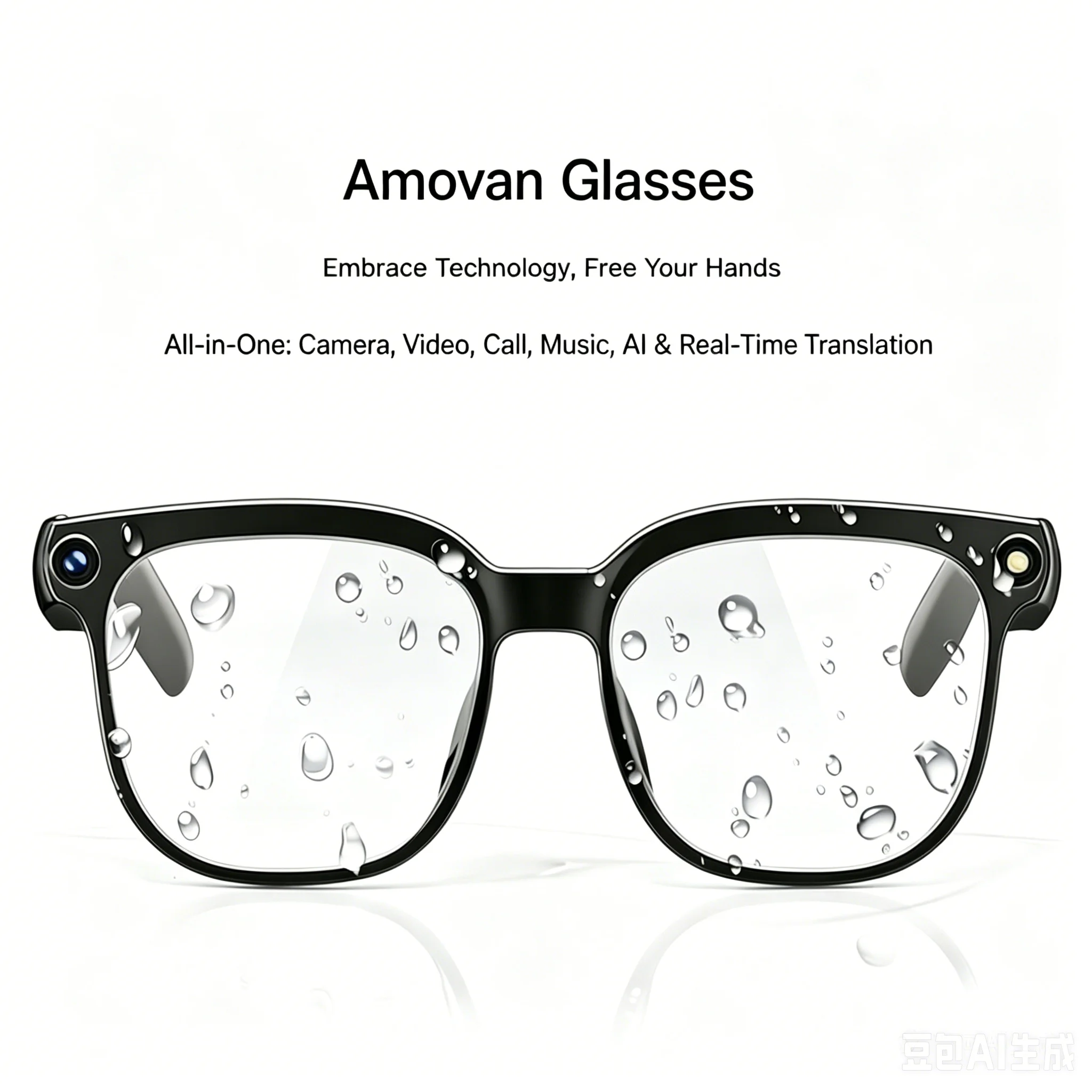 Amovan 2026 Smart Glasses AI 4K UHD 8MP 800W Camera Video Call Translation Voice Assistant Music Smart Glasses Replacable Lens