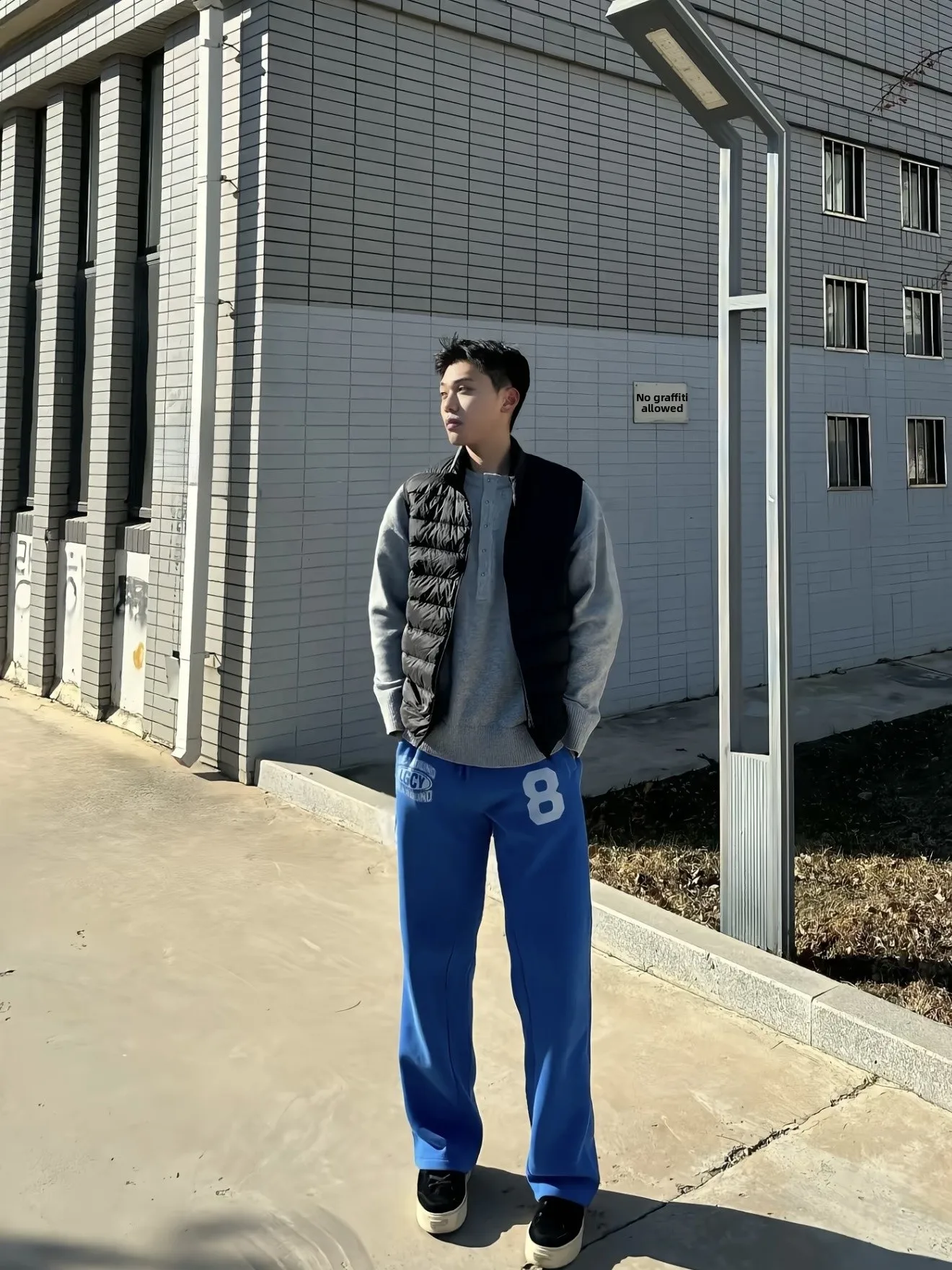 

Американские ретро-брюки синего цвета с цифровым принтом, широкие, повседневные, свободные, струящиеся, прямого кроя, из полиэфирного волокна