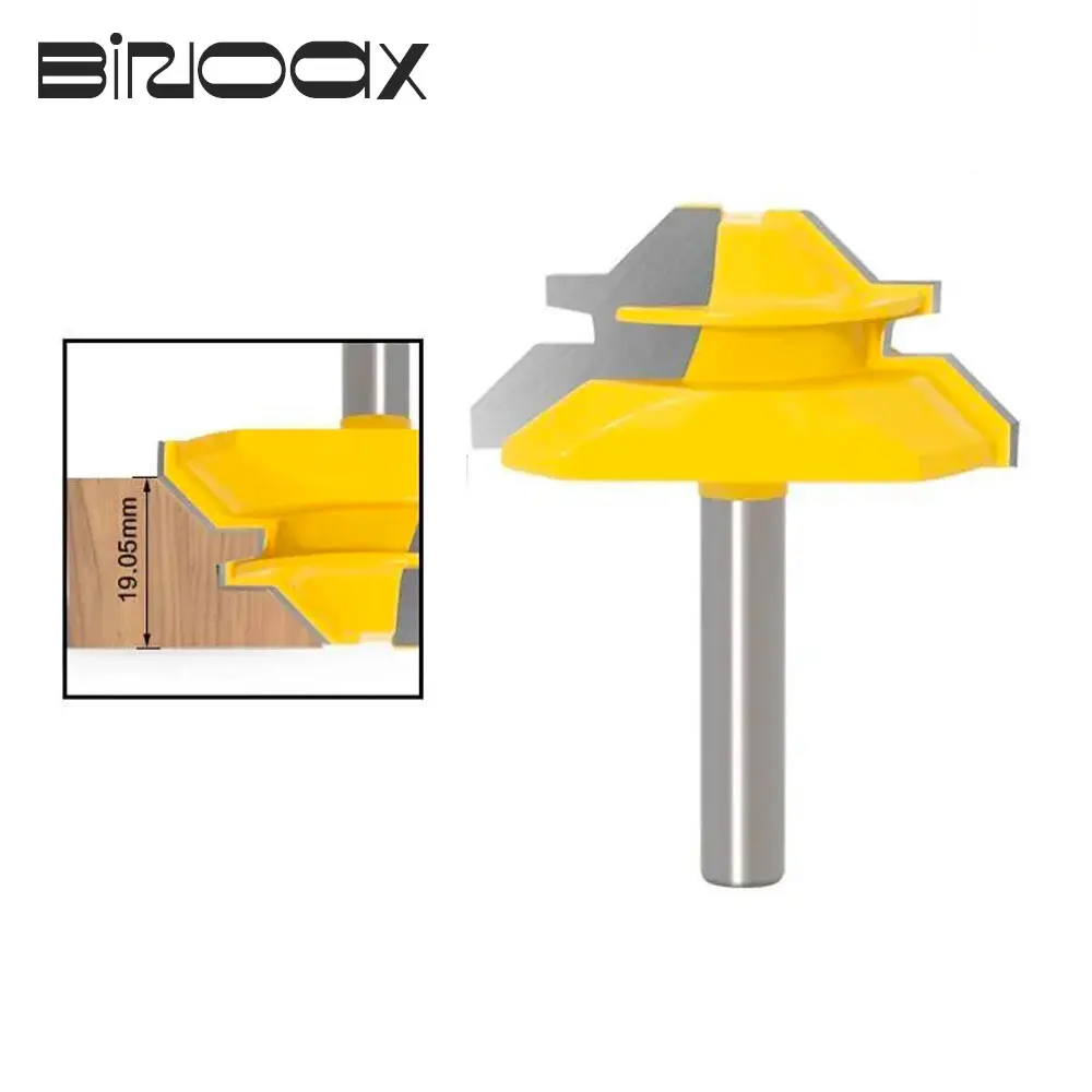 Binoax 45 Degree Stock Lock Miter Router Bit Cnc Mill Woodworking Tools 8mm Shank