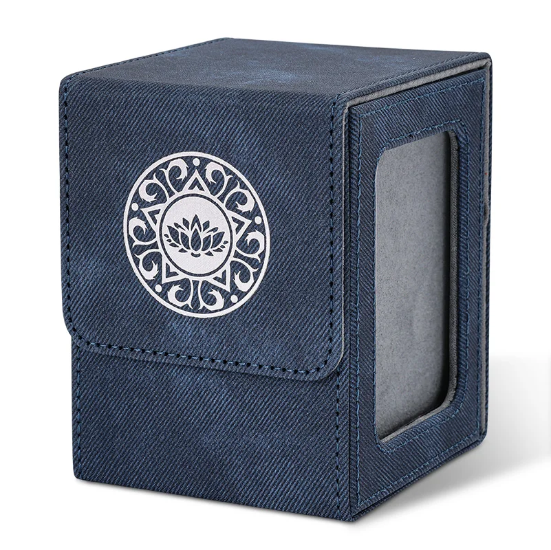 Card Deck Box for TCG with Display Window for 100+ Double Sleeved Cards, Magnetic Card Storage Box Fits for CCG Sports Trading