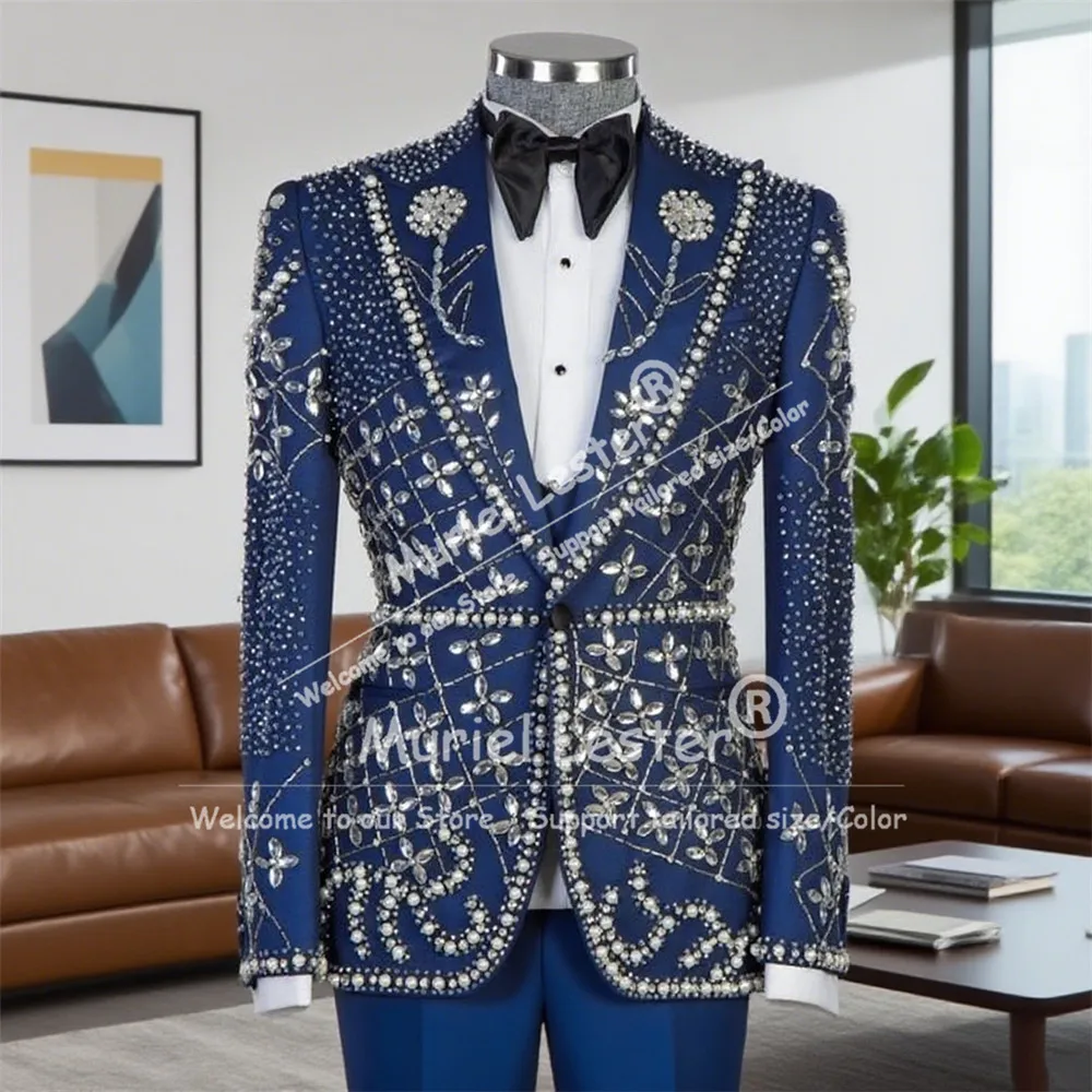 

Ювелирные изделия с камнями и орнаментом, костюмы для мужчин на свадьбу, однобортный пиджак, брюки, комплект из 2 предметов, банкетный мужской смокинг, индивидуальный пиджак для выпускного вечера