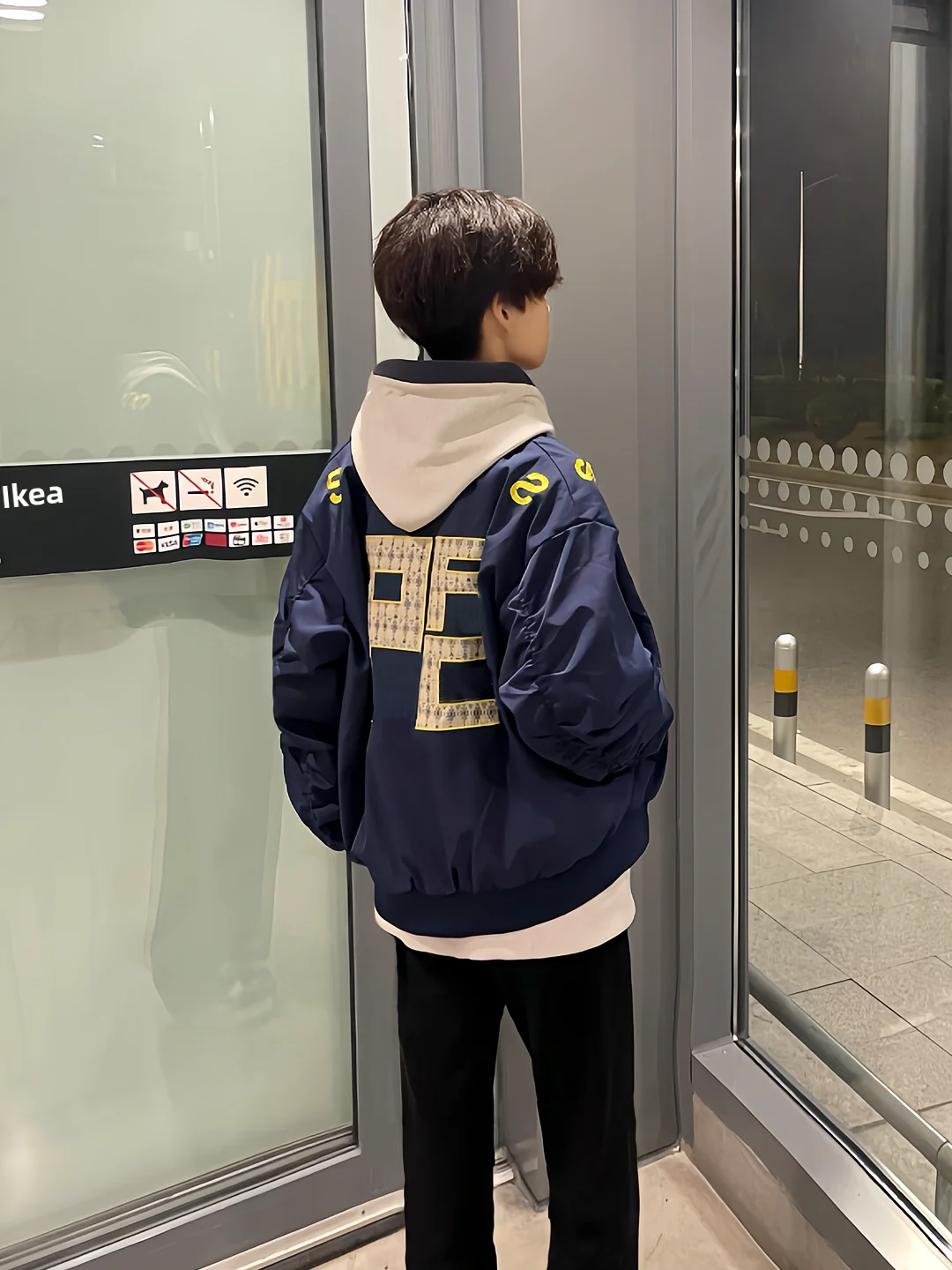 

American Letter Embroidery Baseball Jaet ex Loose Fit Warm Fce Lined Flight Outerwear for Couples Youth Faion