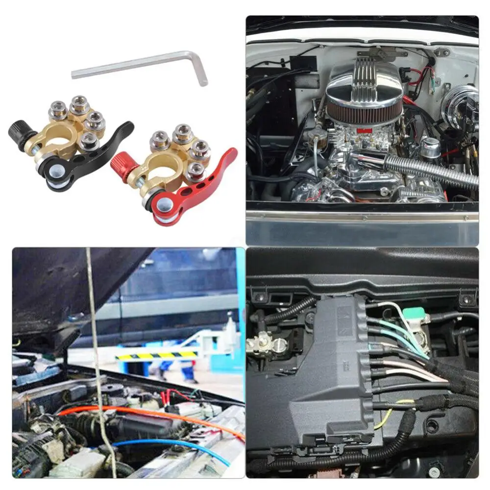 

12V Car Battery Terminals Copper Top Post Wire Cable Clamp Positive & Negative Auto Car Top Post Battery Terminals for Boat Auto