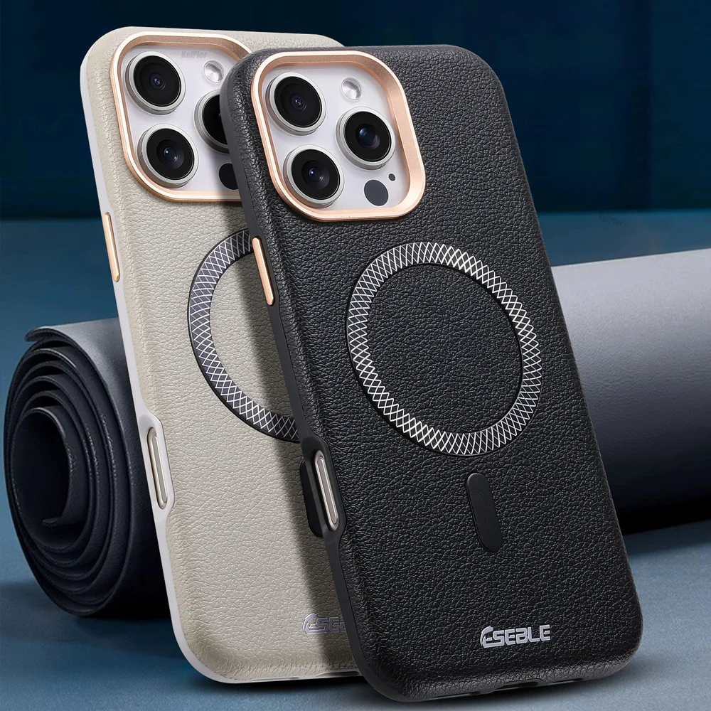 

Роскошный металлический чехол из искусственной кожи для iPhone 16, 15, 14, 13, 17 PRO MAX, тонкий жесткий чехол с рисунком личи и защитой объектива камеры