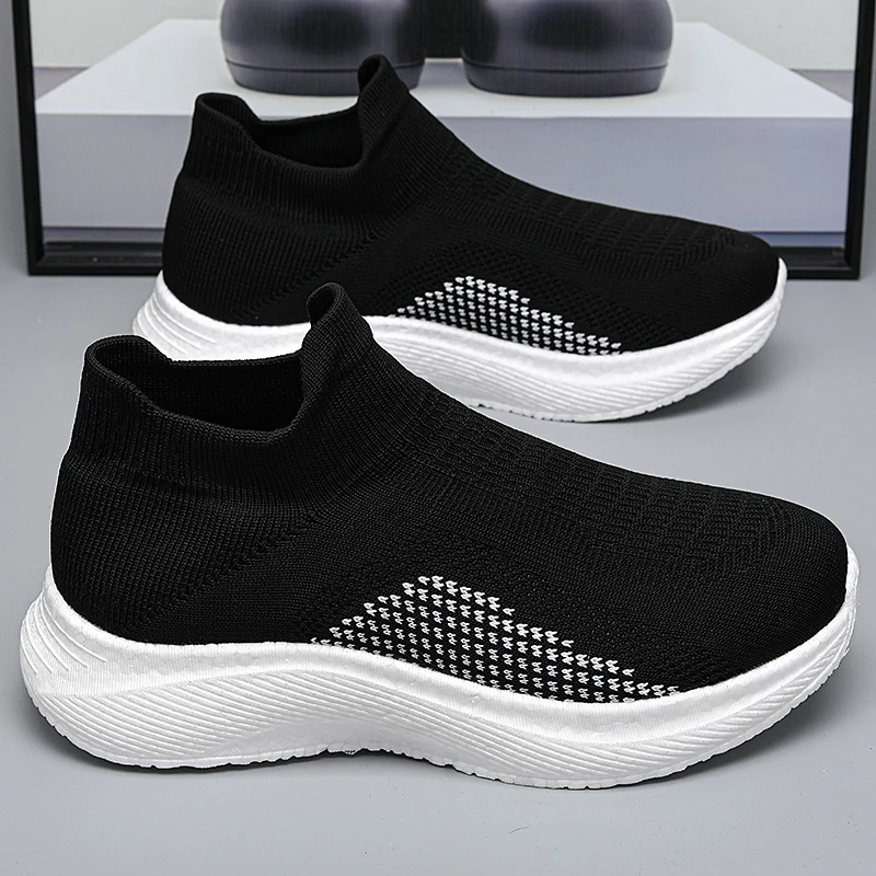 Women Men Sneakers Summer Breathable Mesh Sock Shoes Outdoor Low Top Casual Shoes for Walking Running Slip on Size 36-45