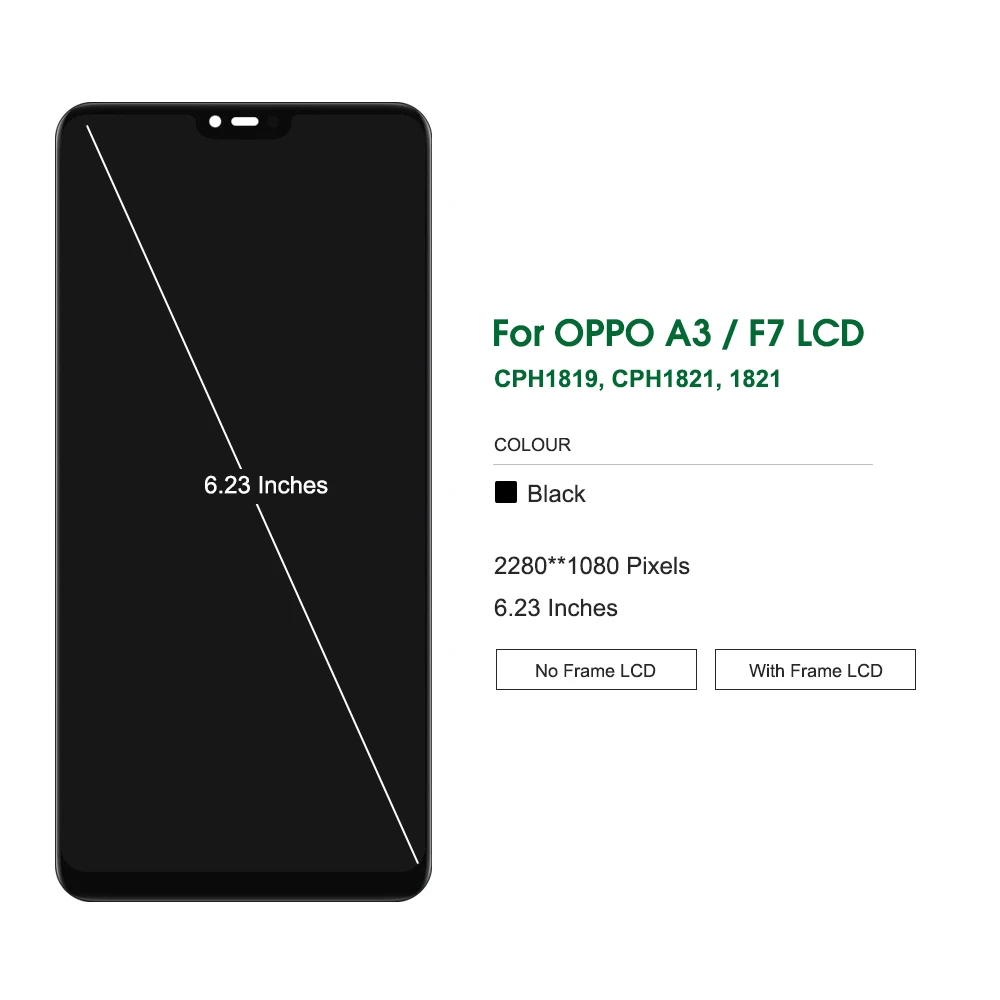 Screen for Oppo F7 CPH1819 CPH1821 LCD Display Touch Screen Digitizer with Frame for Oppo A3 PADM00 CPH1837 Screen Replacement