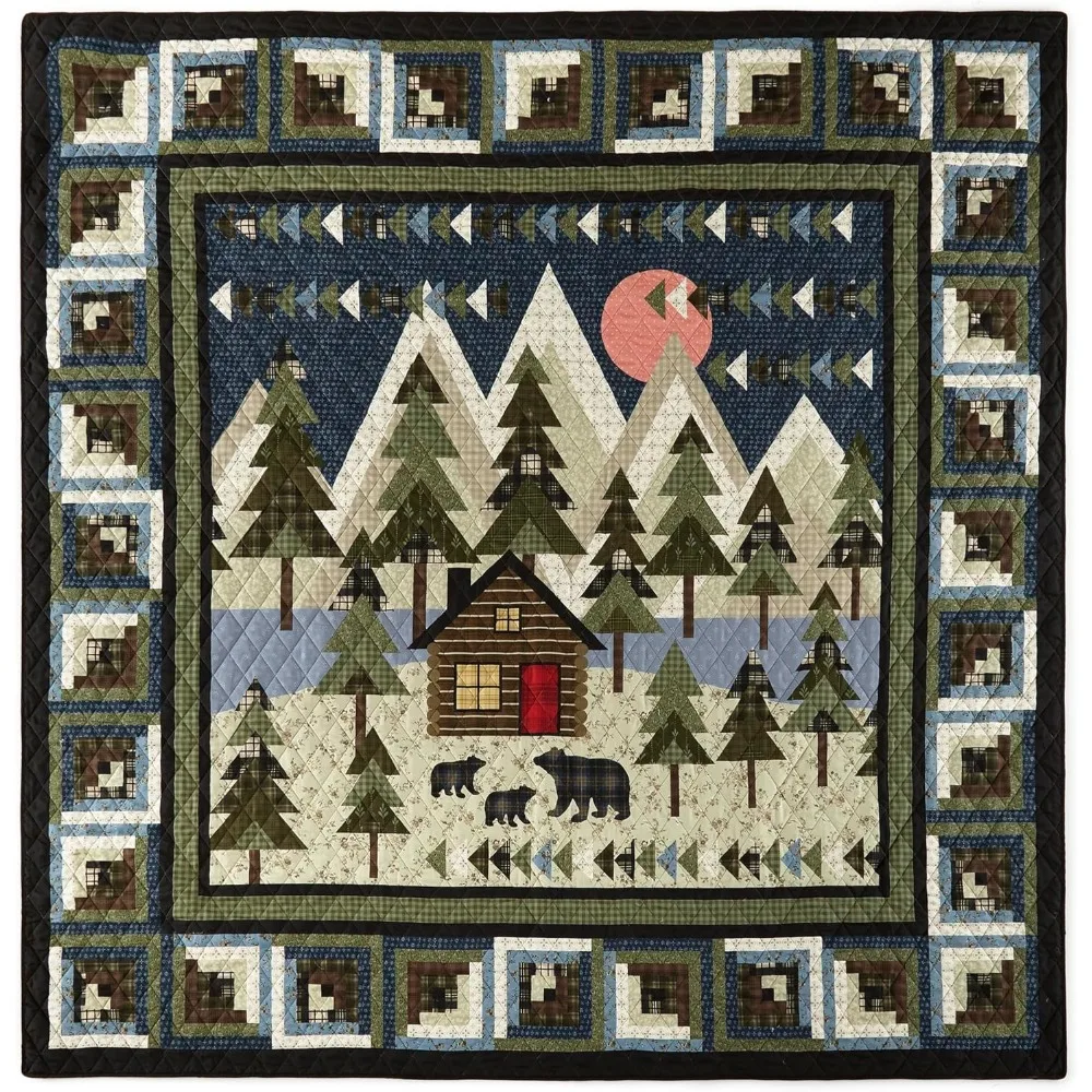 طقم لحاف خفيف الوزن على طراز لودج لسرير كينج - 3 قطع مع لحاف وسادتين، تصميم فورست هيل #4