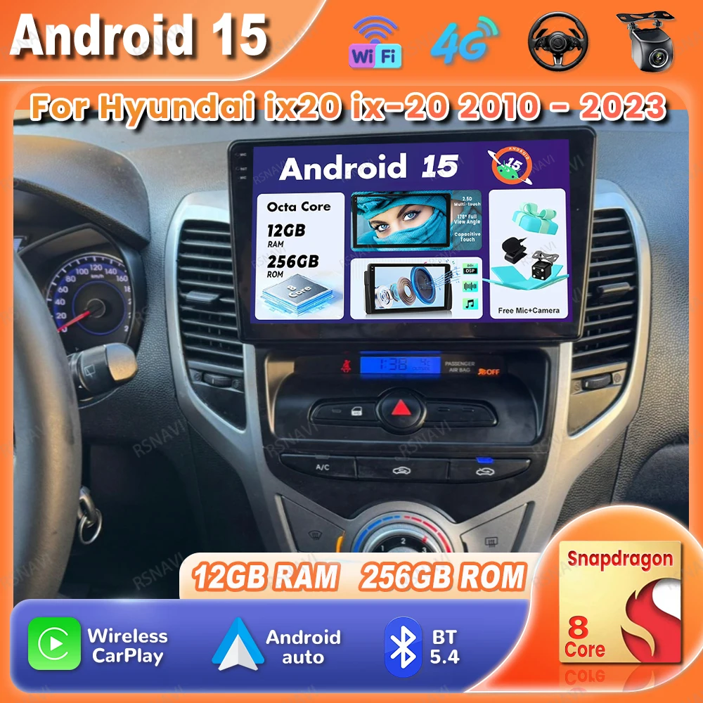 

Car Radio Android 15 For Hyundai Ix20 Ix-20 2010 - 2023 5G WIFI 4G LTE Multimedia DVD Qualcomm Navigation Head Unit QLED DSP BT