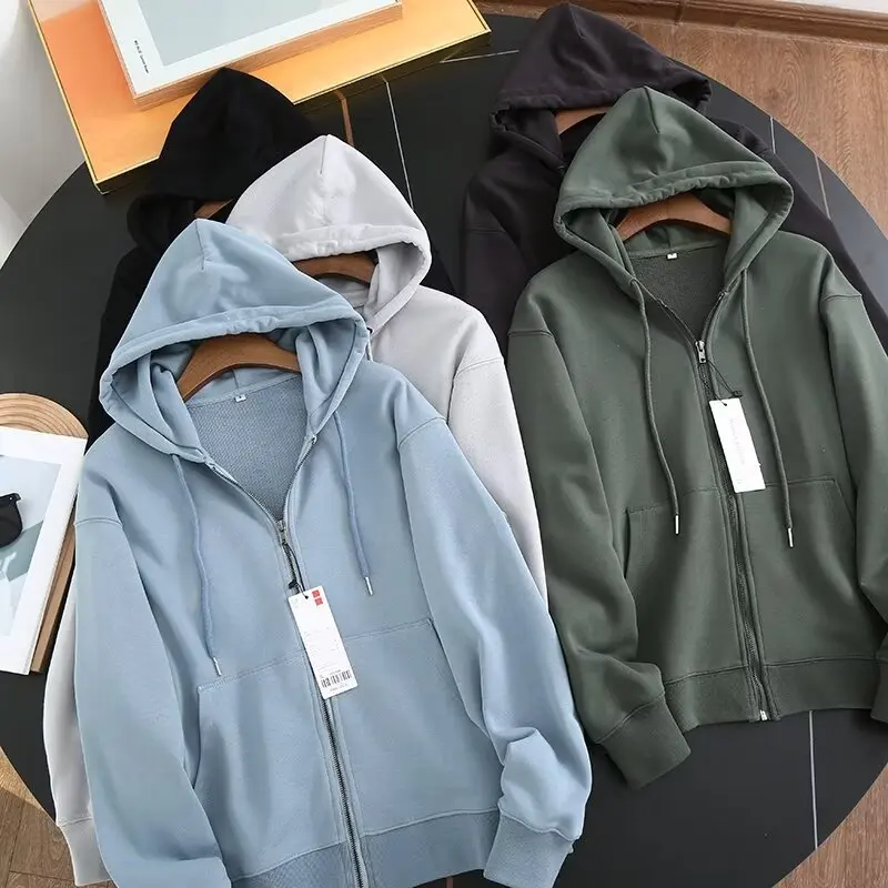 

Spring WMXZ2025 ex Zipper Long Sve Color Hoodie Sportswear Open Cardigan Outerwear Comfortable Casual Streetwear