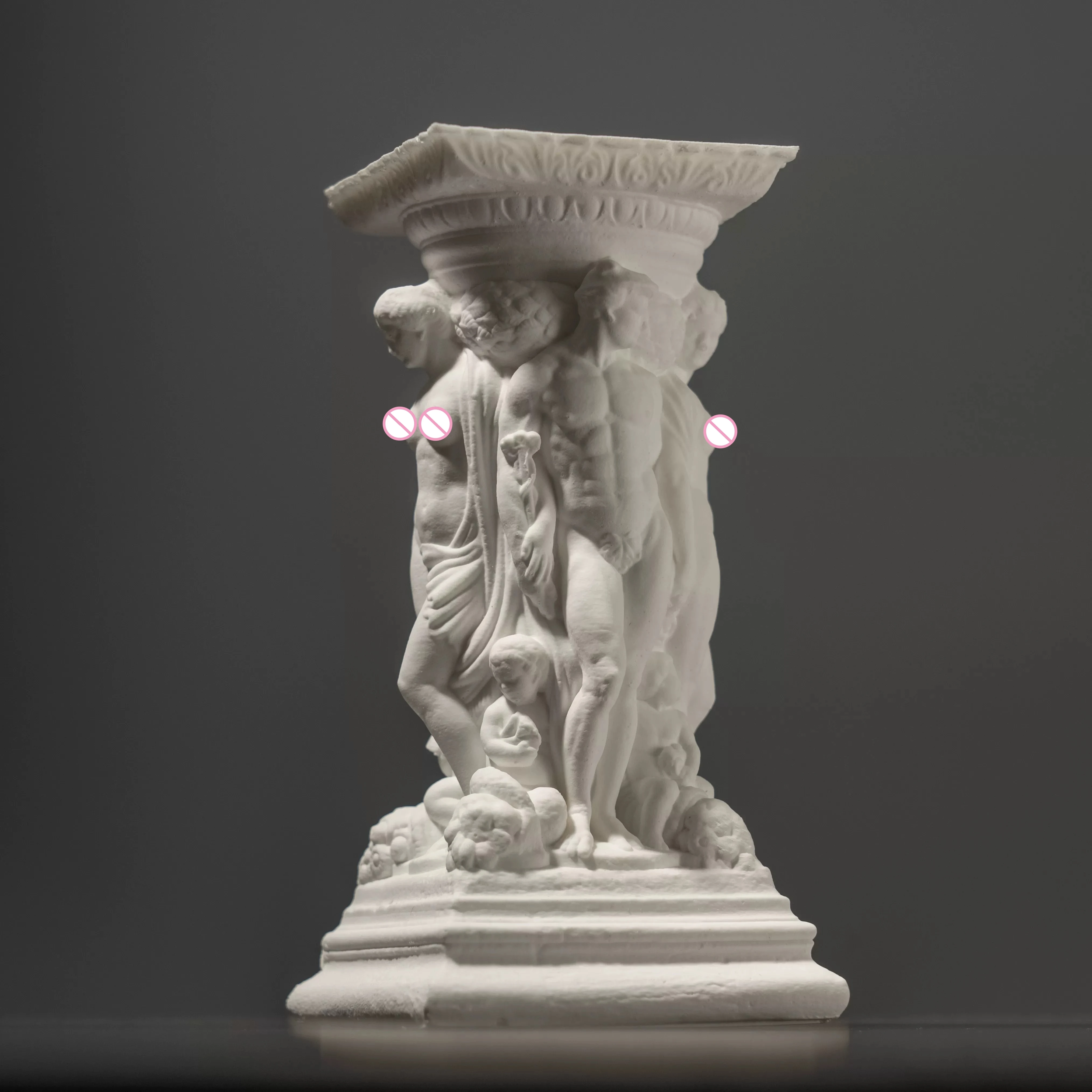 Gypsum Baroque Roman Column Aroma Diffuser - Handcrafted Figural Sculpture Ornament for Desktop Decor, Collectible Art Piece