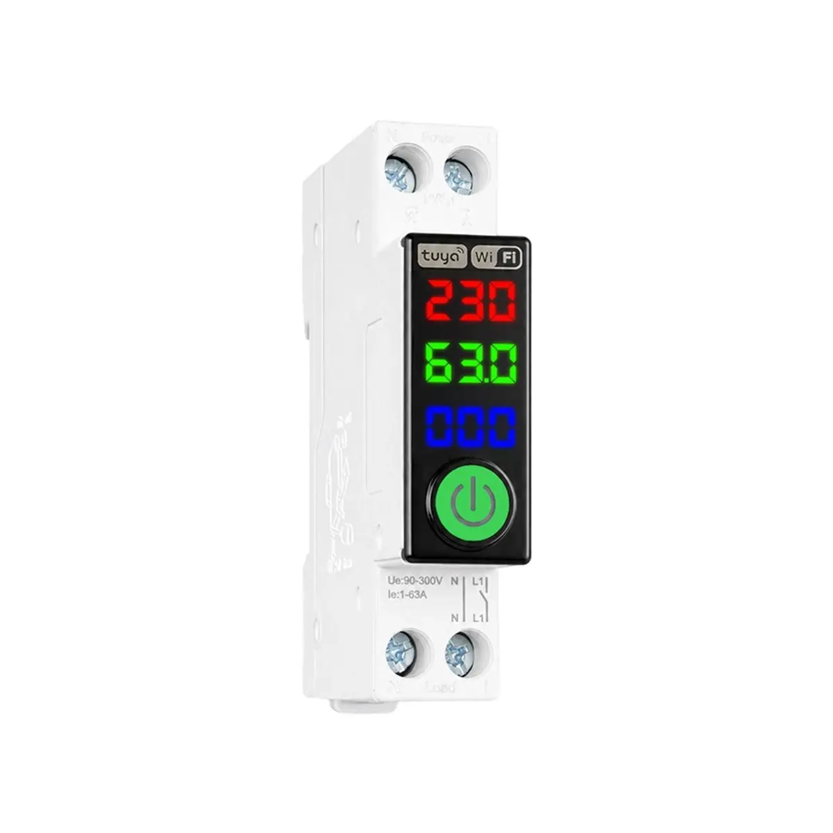 Tuya WiFi Intelligent Circuit Breaker 1P 63A Din Rail Switch Power Meter over Under Voltage Protector Voice Control