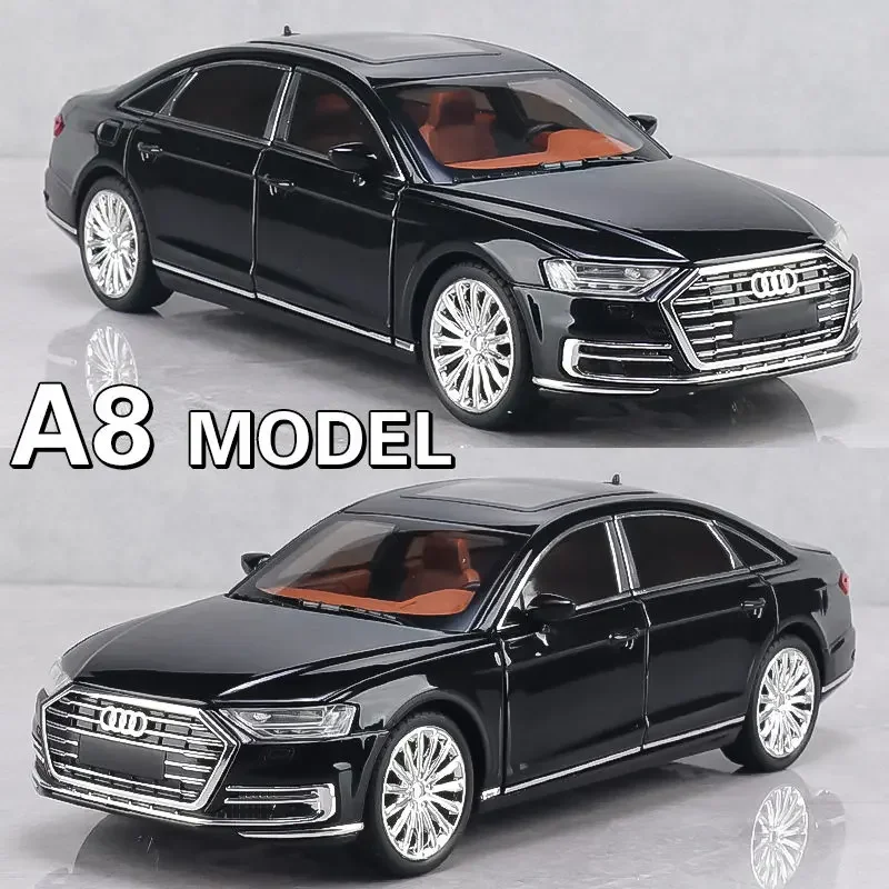 

New 1:24 AUDI A8 Alloy Car Model Diecast Metal Toy Vehicles Car Model High Simulation Sound and Light Collection Childrens Gifts