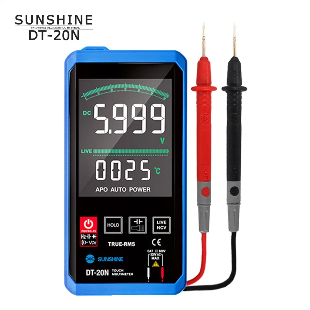 Multímetro Dt20n Toque Multímetro 3.2 Polegadas Lcd hd Display ac dc Temperatura Display Diodo Firewire Teste de Freqüência Original 100